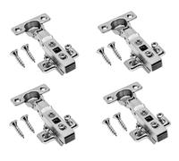 GTV - 4 x mini-charnières avec amortissement, diamètre du pot 26 mm -charnière de butée centrale - plaque de montage H=0 avec vis Euro - fermeture silencieuse - chaîne clipsable