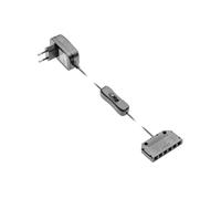 GTV Alimentation LED 6W avec interrupteur à bascule et répartiteur - 230V-50Hz - Jusqu'à 6 clips LED 0,24W - 12V DC - IP20 - Certifié CE/EAC - Plastique - Blanc