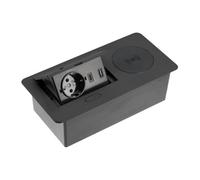 GTV AVARO Plus Prise de meuble avec chargeur à induction 5 W, USB-A et USB-C, construction compacte, couleurs : blanc, noir, aluminium, idéale pour le bureau à domicile et les bureaux