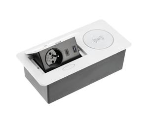 GTV AVARO Plus - Prise de meubles - Chargeur à induction 5 W - USB-A et USB-C - Construction compacte - Couleurs : blanc, noir, aluminium - Idéal pour le bureau à domicile et le commerce