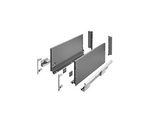 GTV AXIS PRO Glissières de tiroir, à extension complète, anthracite, capacité de charge jusqu'à 40 kg, systèmes Push to Open, accès extérieur, largeur : 350 mm, hauteur : 200 mm