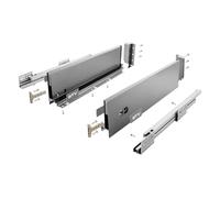 GTV AXIS Tiroir à fermeture amortie avec coulisses en acier Hauteur 178 mm Longueur 450 mm Gris Version C Glissière intérieure Système de guidage silencieux Système de tiroir avec châssis en acier