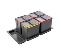 GTV AXISPACE Système de tri sélectif 4 x 15 l pour tiroir de 900 mm - Utilisation avec graphène, antibactérien, anthracite, résistant au plame, boîtes de recyclage compatibles avec Modern Box, Axis