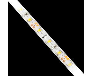 GTV Bande LED Flash 2835 de 5 m, 300 LED 60/m, à intensité variable, 11 W/m, étanche IP65, 12 V DC, 8 mm de large, divisible tous les 5 cm, pour meubles, cuisine, blanc neutre 4000 K