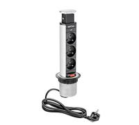 GTV- Bloc 3 Prises escamotable - pour Plan de Travail - 60 mm - alu