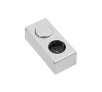 GTV BOX LONG Prise de courant avec interrupteur - Prise de meuble 230 V, 16 A - Type français (sans terre) - IP20-3600 W - Aspect aluminium - Câble de raccordement 0,3 m - Pour cuisine et plan de