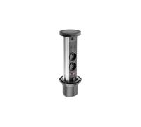 GTV Camino Prise de table encastrable 80 mm, 2 prises Schuko, USB C, charge à induction 10 W, câble de 1,5 m, noir - Prise élégante et pratique pour n'importe quelle pièce
