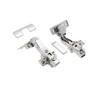 GTV Charnière d'Angle 45 HCKT, Hydraulique avec Amortisseur Soft Close, Réglage 3D, Montage Clip-On, pour Porte de Meuble d'Angle, Diamètre Boîtier 35mm, Finition Nickel