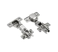 GTV Charnière de meuble appliquée BICJ, action à deux temps, réglage 3D, diamètre de boîtier 35mm, embase slide-on avec vis euro, pour porte de cuisine, acier nickelé