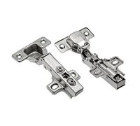 GTV Charnière de meuble HIHC avec amortisseur soft close, pour porte en applique, mécanisme Clip-on, diamètre de boîtier 35mm, réglage 3D, acier nickelé pour cuisine et armoire