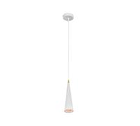 GTV EVI Suspension 1 ampoule - Suspension moderne en aluminium blanc avec réflecteur doré, forme conique, culot GU10, max. 40 W, IP20, idéal pour cuisine, table à manger et salon