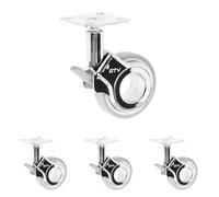 GTV Gira Roulettes pivotantes pour meubles avec frein Diamètre 60 mm En plastique et acier Chromé Gris mat (Lot de 4)