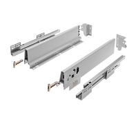 GTV Kit Tiroir Bas Modern Box pour Meuble Sous Four, Extraction Totale et Fermeture Amortie, Longueur 500mm, Hauteur 68mm, Charge 40kg, Coulisses pour Cuisine, Acier Gris