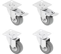 GTV Lot de 4 roulettes pivotantes pour meubles Ø75mm, roulettes grises pour meuble GREYROLL, 2 roulettes avec frein et 2 roulettes sans frein. KM-GREYROLL 75 mm