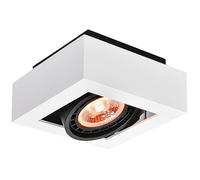 GTV LOID Spot de plafond 1 lumière - Applique murale carrée orientable en métal blanc avec anneau noir intérieur, culot GU10 ES111, design moderne IP20 idéal pour salon, cuisine, bureau ou hôtel