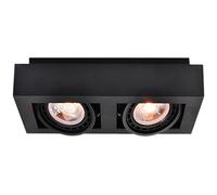 GTV LOID Spot de plafond Noir - Double Projecteur Rectangulaire Métal avec 2 Douilles GU10 ES111 Angle Orientable IP20 Design Industriel Moderne pour Salon Cuisine Bureau