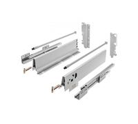 GTV MODERN BOX - Tiroir Push to Open - 300 mm de profondeur - 210 mm de hauteur - Extension complète - Système coulissant Soft Push - Gris - Universel - Sans poignée