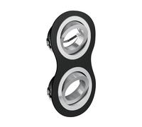 GTV MORENA Spot encastrable double rond orientable - Aluminium noir avec anneaux argentés, IP20, MR16, 2 × 50 W, idéal pour salon et cuisine