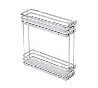 GTV - Organiseur de Cuisine Movixpro | Équipement Cargo | Système d'étagères Extensibles | Largeur extérieure 150 mm | 2 étagères | sans Rails | Chrome, Blanc Mat