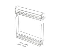 GTV Panier Coulissant de Cuisine à 2 Niveaux KO-BO150PK-OC, pour Meuble Bas 150mm, Montage Latéral Universel, H 52,5cm P 48cm, Acier Galvanisé (Vendu sans Glissières)