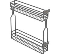 GTV Panier Coulissant de Cuisine MOVIX, 2 Niveaux pour Caisson 150 mm, Montage Latéral, Charge 15 kg, 4 Séparateurs Inclus, Rangement Épices et Bouteilles, Anthracite