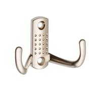GTV Patère Double Murale B0-K24, Crochet Mural Design Rétro Classique, en Métal ZnAl, Dimensions 78x46 mm, Vis de Montage Incluses, Finition Argent Satiné pour Entrée