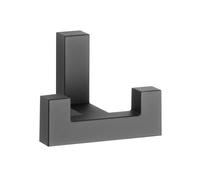 GTV Patère Murale Double K2202, Design Géométrique Moderne, Fixation Invisible, en ZnAl Robuste, Dimensions 52 x 40 mm, pour Salle de Bain et Entrée, Finition Noir Mat