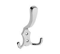 GTV Patère Murale Triple K24, Crochet Porte-Manteau Design Classique Rétro, en Métal Zamak, Dimensions 122x78 mm, Vis Incluses, pour Entrée et Salle de Bain, Chrome Brillant