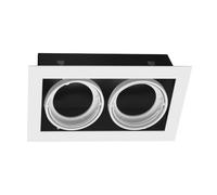 GTV Plafonnier Encastrable Double PIREO, Luminaire Orientable pour 2 Ampoules AR111 (G53), Support de Spot 2x50W Max, Cadre en Acier IP20, Design Moderne, Blanc et Noir