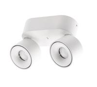 GTV Plafonnier LED Double Spot Orientable BIANCO CCT, Température de Couleur Réglable, 2 Têtes Inclinables, 16W 680lm, 270033004000K, Luminaire Moderne pour Salon, Blanc