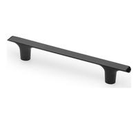 GTV PLAIN Poignée de meuble en ZnAl, C=128 mm, L=182 mm, noir mat, minimaliste, moderne, pour placards de cuisine, tiroirs et commodes, vis incluses