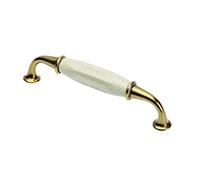 GTV Poignée de meuble ALATRI, espacement des trous 128 mm, zamak et porcelaine, surface en laiton vieilli
