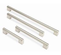 GTV Poignée de Meuble Bâton UZ-336, Entraxe 256 mm, Longueur 276 mm, en Acier et Alliage de Zinc, Finition Acier Brossé, pour Armoire de Cuisine et Tiroir