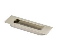 GTV Poignée de meuble encastrable E6, rectangulaire pour porte coulissante et tiroir, entraxe 96 mm, longueur 124 mm, en Zamak, sécurité sans bords saillants, acier brossé