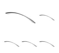 GTV Poignée de Meuble UZ-06, Design Arqué Minimaliste, Entraxe 128 mm, Longueur 164 mm, en Alliage de Zinc-Aluminium (ZnAl), Finition Chromée Brillante pour Cuisine (Lot de 5)