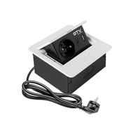 GTV - Prise de meuble AVARO, 1 prise française, USB A+C, longueur du câble 1,5 m, couleur blanche, pour bureau, plateau de table, cuisine et bureau | Dimensions compactes
