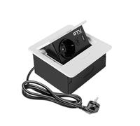 GTV - Prise de meuble AVARO, 1 prise Schuko, USB A+C, longueur du câble 1,5 m, couleur blanche, pour bureau, plateau de table, cuisine et bureau | Dimensions compactes