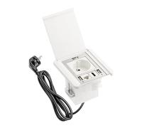 GTV - Prise de meuble FLIP, prise encastrée, 1 prise française, 2 ports USB A, 1 x RJ45, 1 x HDMI, longueur du câble 1,5 m, couleur blanche, pour bureau, plateau de table, cuisine et bureau