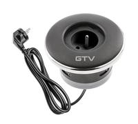 GTV - Prise de meuble SHUTTER, prise encastrable, 1 prise française, avec fermeture pratique, longueur du câble 1,5 m, couleur noire, pour bureau, plateau de table, cuisine et bureau