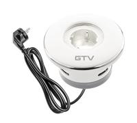 GTV - Prise de meuble SHUTTER, prise encastrable, 1 prise Schuko, avec fermeture pratique, longueur du câble 1,5 m, couleur blanche, pour bureau, plateau de table, cuisine et bureau