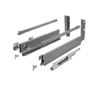 GTV - Rails de tiroir Modern Box Pro I L = 500 mm H = 199 mm I Anthracite I Tiroir à fermeture silencieuse I La synchronisation de la trajectoire des guides I Charge jusqu'à 40 kg I PB-MBPRO-KPL500C