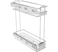 GTV Rangement Coulissant de Cuisine KO-1502BO-CR, pour Meuble Bas 150 mm, 2 Niveaux, Fermeture amortie Soft Close, Panier extractible en Acier chromé pour épices et Bouteilles