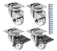 GTV - Roulettes pour meubles BRAZIL Roulettes pivotantes 4 pièces Set de roulettes pour meubles : 2x roulettes avec frein, 2x sans frein, en acier et caoutchouc, +16 vis coniques 4x17, diamètre :