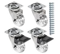 GTV - Roulettes pour meubles BRAZIL Roulettes pivotantes 4 pièces Set de roulettes pour meubles : 2x roulettes avec frein, 2x sans frein, en acier et caoutchouc, +16 vis coniques 4x17, diamètre :