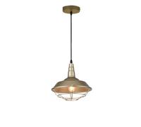 GTV SOLEN Suspension Ø 26,5 cm - Abat-jour en métal doré avec cage de protection, E27, IP20, câble réglable en hauteur, une ampoule, pour table à manger, îlot de cuisine, bar - Éclairage intérieur