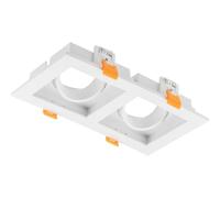 GTV Support de Spot Encastrable Double Orientable RUBIO, Carré 187x102mm, pour Ampoules LED, Indice IP20, Matériau PC, Plafonnier Moderne pour Salon et Bureau, Blanc Mat