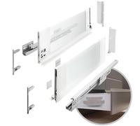 GTV - Système de Tiroirs AXIS PRO Avec Côtés en Verre | Hauteur : 167 mm Longueur : 550 mm | Blanc Avec Verre Laiteux