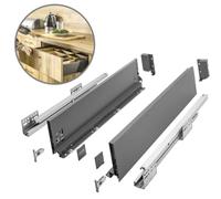 GTV - Système de Tiroirs Axis Pro, Ensemble de Tiroirs, Extraction Totale, Amortissement Intégré, Charge 40 kg, Tiroir Coulissant avec Fermeture Douce - Largeur 450 mm, Hauteur 120 mm, Anthracite