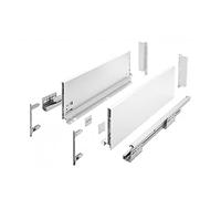 GTV - Système de Tiroirs Axis Pro, Ensemble de Tiroirs, Extraction Totale, Amortissement Intégré, Charge 40 kg, Tiroir Coulissant avec Fermeture Douce - Largeur 400 mm, Hauteur 168 mm, Blanc