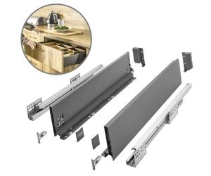 GTV - Système de Tiroirs Axis Pro, Ensemble de Tiroirs, Extraction Totale, Amortissement Intégré, Charge 40 kg, Tiroir Coulissant avec Fermeture Douce - Largeur 450 mm, Hauteur 120 mm, Anthracite